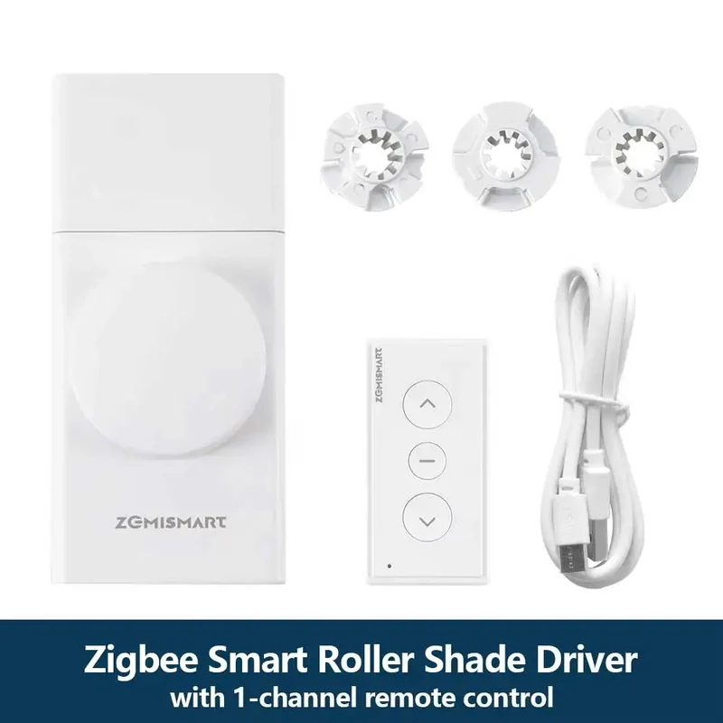 Zemismart Zigbee Smart Roller Shade Driver Built in Battery with Knob Control Speed Work with Tuya App Alexa Google Home Voice