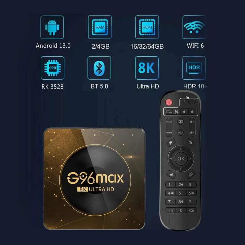 Android 13 8K Ultra HD Smart TV Box Wifi6 Fast Stable Transmission Media Player 4GB64GB Large Memory Netflix Youtube ATV MAXA13
