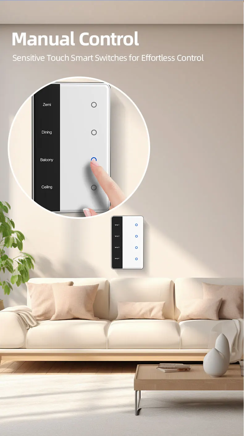 Zigbee Smart DIY Name Switch Work with Tuya App US Type Display Screen Touch Wall Light Switch Alexa Google Home Voice Control