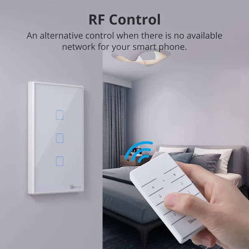 SONOFF TX US Wall Smart Switch 433Mhz RF Remote Control Wi-Fi Touch Switch via eWeLink APP Works With Alexa Google Home
