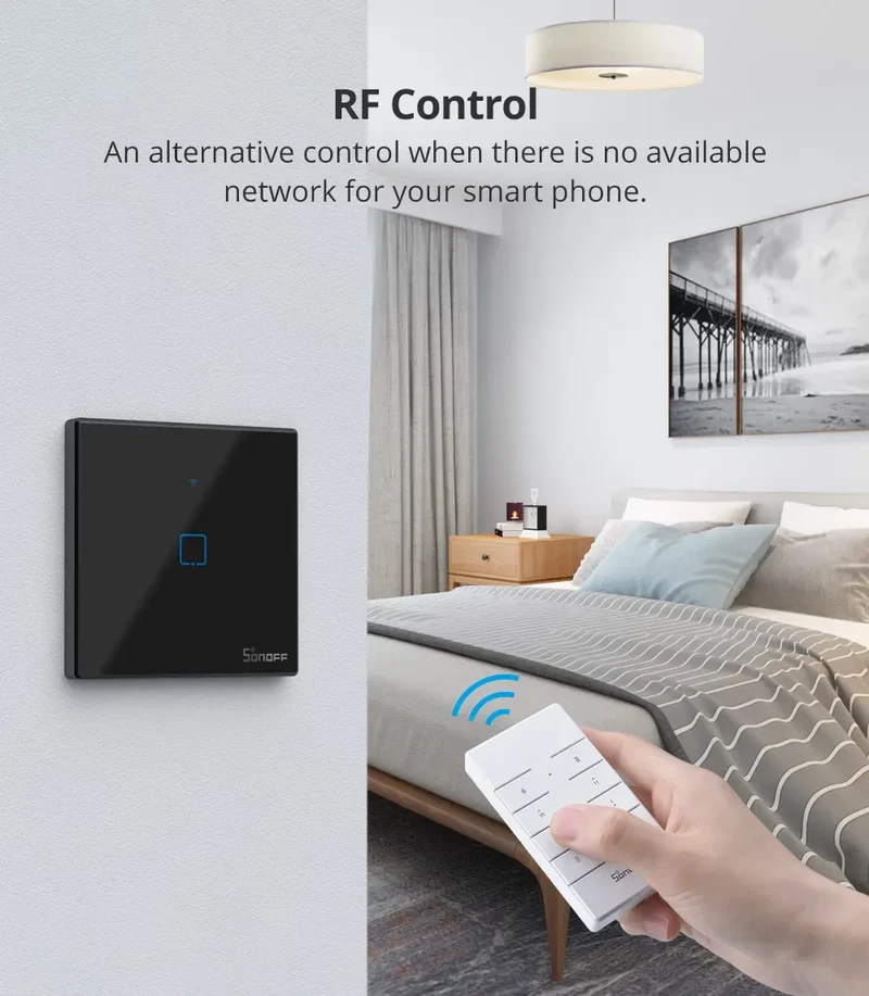 SONOFF TX US Wall Smart Switch 433Mhz RF Remote Control Wi-Fi Touch Switch via eWeLink APP Works With Alexa Google Home