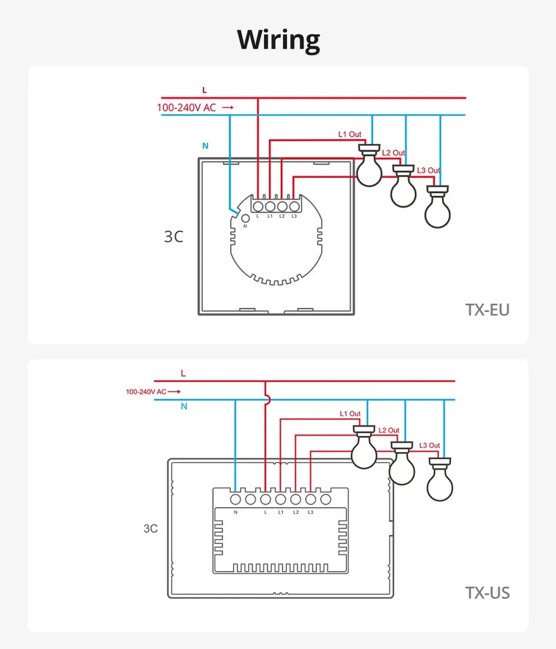 SONOFF TX US Wall Smart Switch 433Mhz RF Remote Control Wi-Fi Touch Switch via eWeLink APP Works With Alexa Google Home