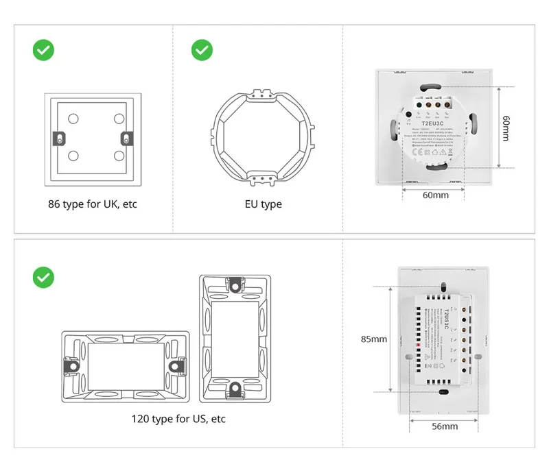 SONOFF TX US Wall Smart Switch 433Mhz RF Remote Control Wi-Fi Touch Switch via eWeLink APP Works With Alexa Google Home