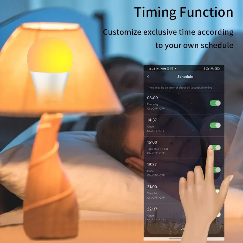 Tuya APP Bluetooth Smart WiFi RGB LED Bulbs Music Sync Dimmable Colourful RGB+CCT E27 LED Lamp For Bedroom Party Decor Lighting