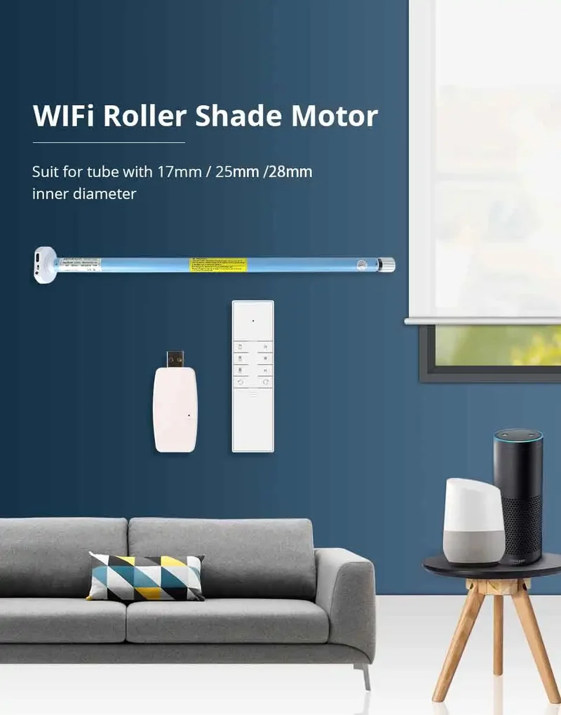 Zemismart WiFi Electric Roller Shade Motor for 17mm 25mm 28mm Tube Built-in Battery Work with Tuya Alexa Google Home Alice Voice