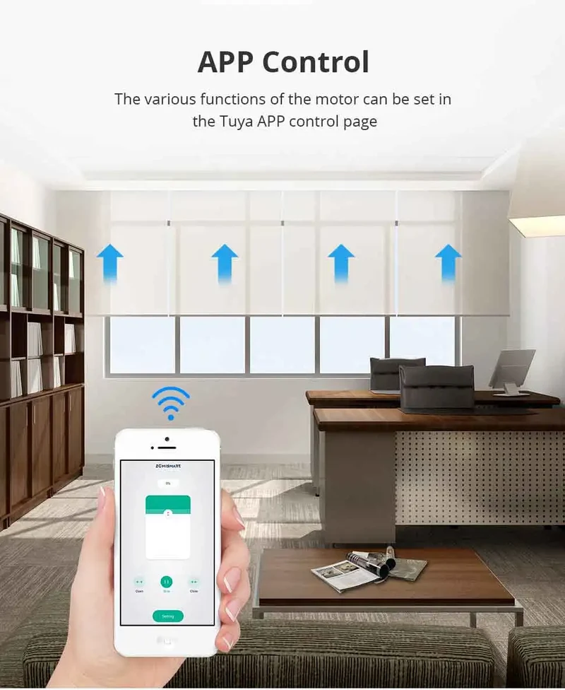 Zemismart WiFi Electric Roller Shade Motor for 17mm 25mm 28mm Tube Built-in Battery Work with Tuya Alexa Google Home Alice Voice