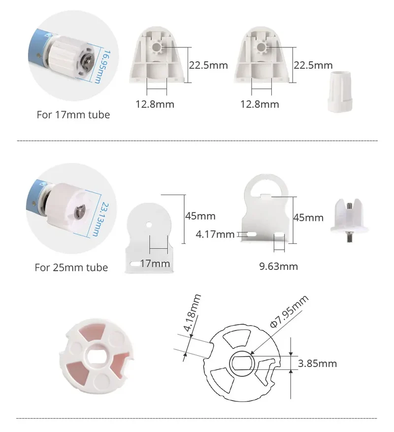 Zemismart WiFi Electric Roller Shade Motor for 17mm 25mm 28mm Tube Built-in Battery Work with Tuya Alexa Google Home Alice Voice