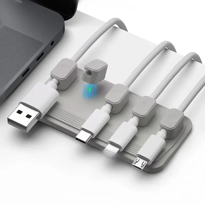 Magnetic Cable Management Holder Desktop Cable Clip Multipurpose Cord Keeper For Home Office For Mouse Charging Cables Storage