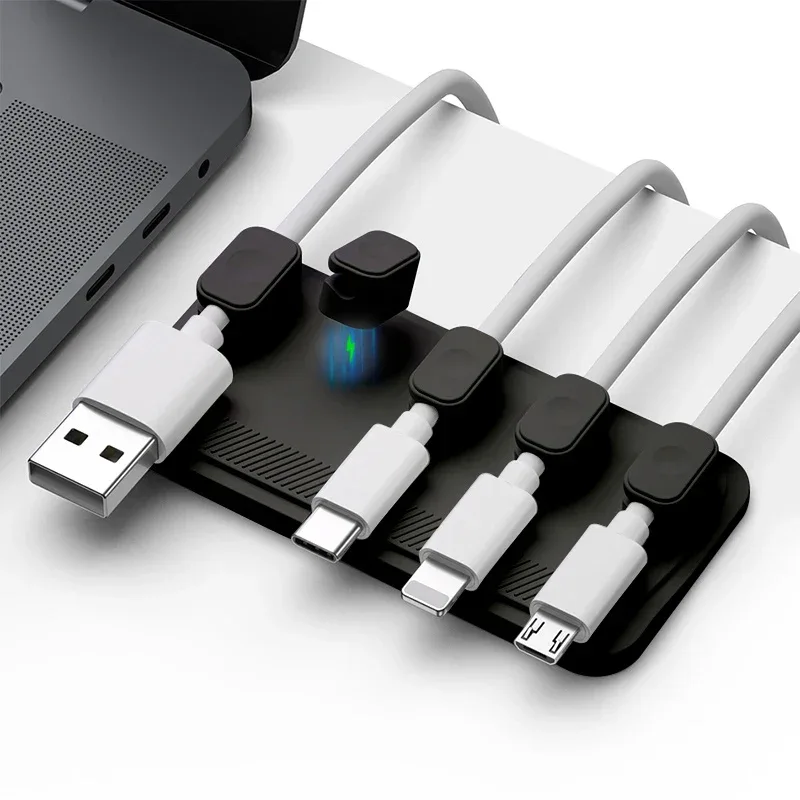 Magnetic Cable Management Holder Desktop Cable Clip Multipurpose Cord Keeper For Home Office For Mouse Charging Cables Storage