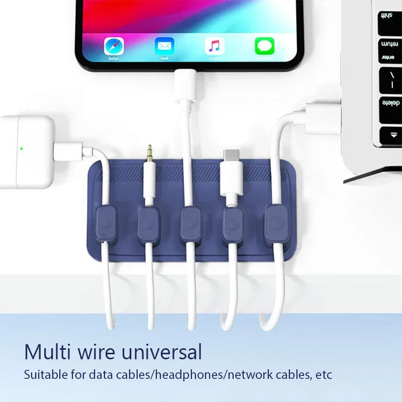 Magnetic Cable Management Holder Desktop Cable Clip Multipurpose Cord Keeper For Home Office For Mouse Charging Cables Storage