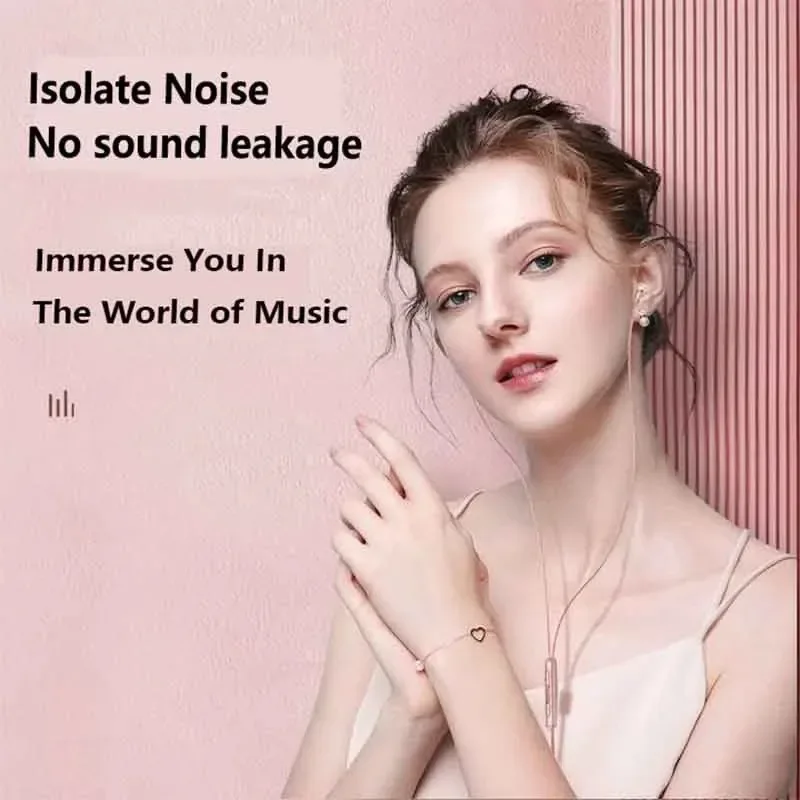 Portable In Ear Music Wired Pink Earphones For Girl Women Gaming Play With Mic Sleep Anti-lost Wired Type C 3.5mm Headphone