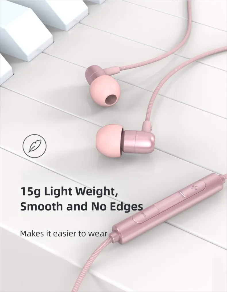 Portable In Ear Music Wired Pink Earphones For Girl Women Gaming Play With Mic Sleep Anti-lost Wired Type C 3.5mm Headphone