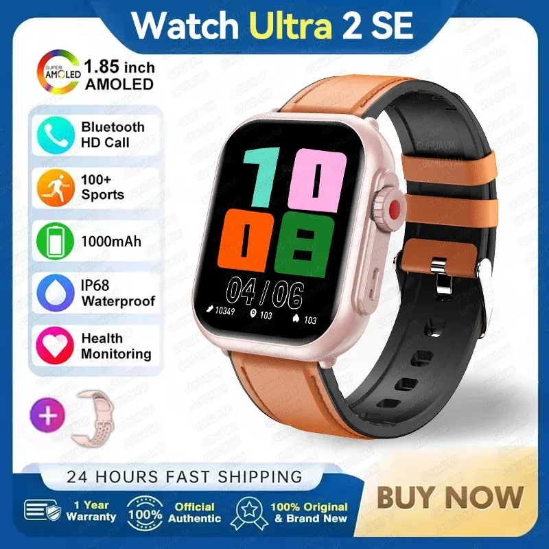 Watch Ultra 2 SE Men Women 1000mAh AMOLED Heart Rate 100+Sport Bluetooth Call GPS Track Waterproof Smart Watch For IOS Android