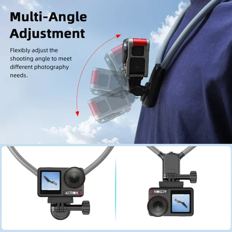 Neck Mount For DJI Osmo Action 5 Pro 4/Gopro 13/Insta360 Ace Pro/2,First Person View Riding Running Vlog Recording Accessories