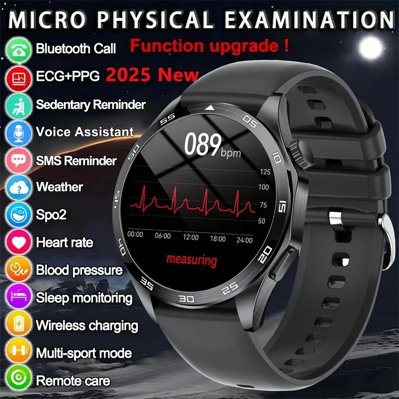 2025 New Blood Pressure Smart Watch Men ECG Monitoring Heart Rate Monitor Women Smartwatch BT Call Fitness Tracker Sport Watches
