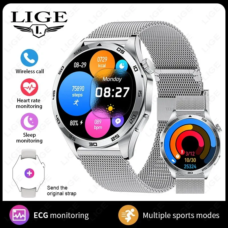 2025 New Blood Pressure Smart Watch Men ECG Monitoring Heart Rate Monitor Women Smartwatch BT Call Fitness Tracker Sport Watches