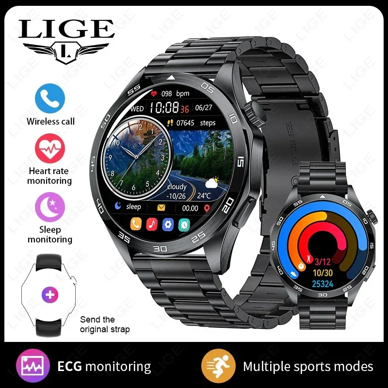 2025 New Blood Pressure Smart Watch Men ECG Monitoring Heart Rate Monitor Women Smartwatch BT Call Fitness Tracker Sport Watches