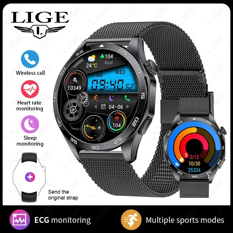 2025 New Blood Pressure Smart Watch Men ECG Monitoring Heart Rate Monitor Women Smartwatch BT Call Fitness Tracker Sport Watches