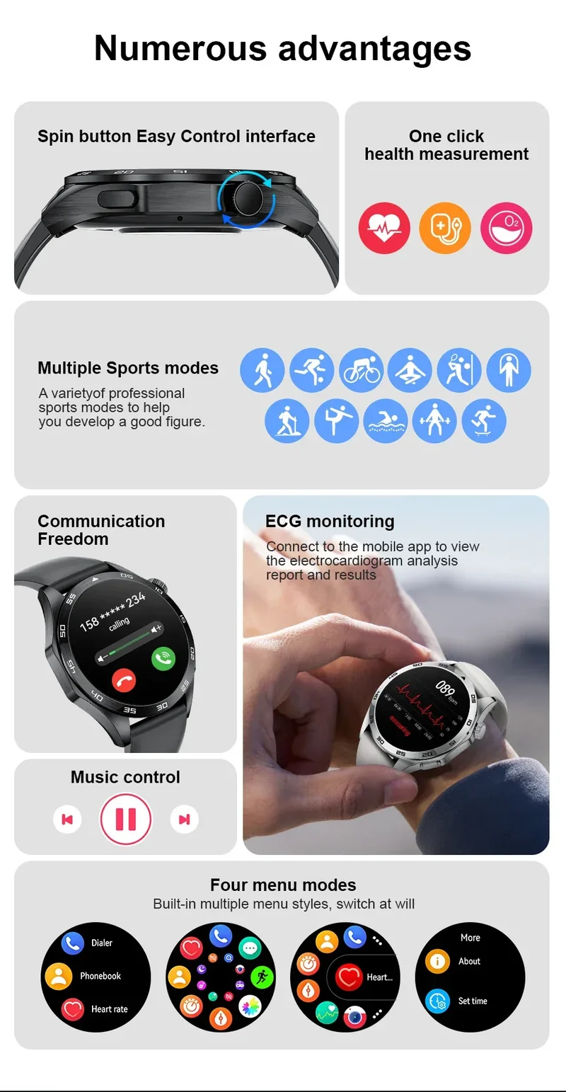 2025 Smart Watch Men Watch 4 Pro+ 1.50 Inch HD Screen Bluetooth Call ECG Heart Rate Health Monitoring Smartwatch For Android IOS