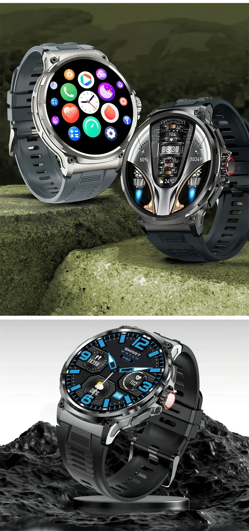 2025 New Military GPS V69 Smart Watch Men 1.85 inch 710 mAh Heart Rate GPS Sports IP68 Waterproof Bluetooth Talk Smartwatch Man