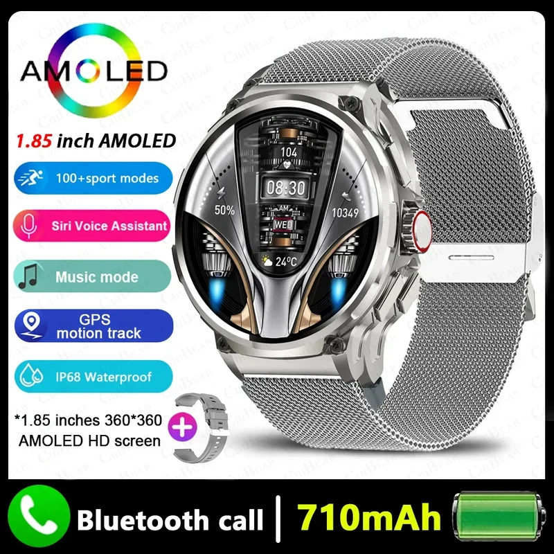 2025 New Military GPS V69 Smart Watch Men 1.85 inch 710 mAh Heart Rate GPS Sports IP68 Waterproof Bluetooth Talk Smartwatch Man