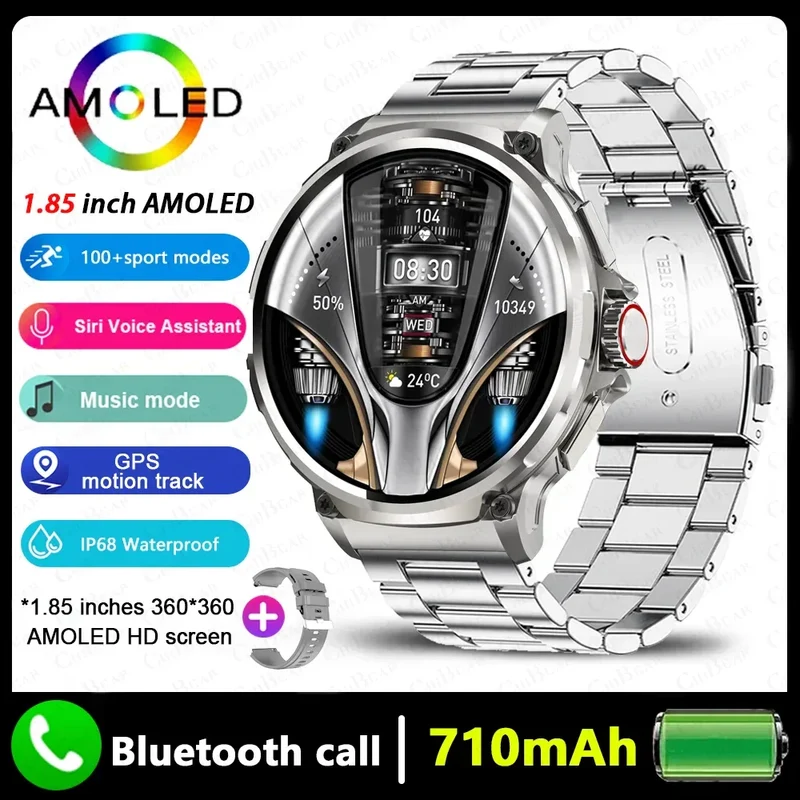 2025 New Military GPS V69 Smart Watch Men 1.85 inch 710 mAh Heart Rate GPS Sports IP68 Waterproof Bluetooth Talk Smartwatch Man