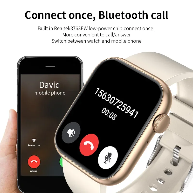 LIGE New Women Smart Watch 1.85 Full Touch Bluetooth Call Smart Wristwatch Body Temperature Watch Sports Bracelet Men Smartwatch