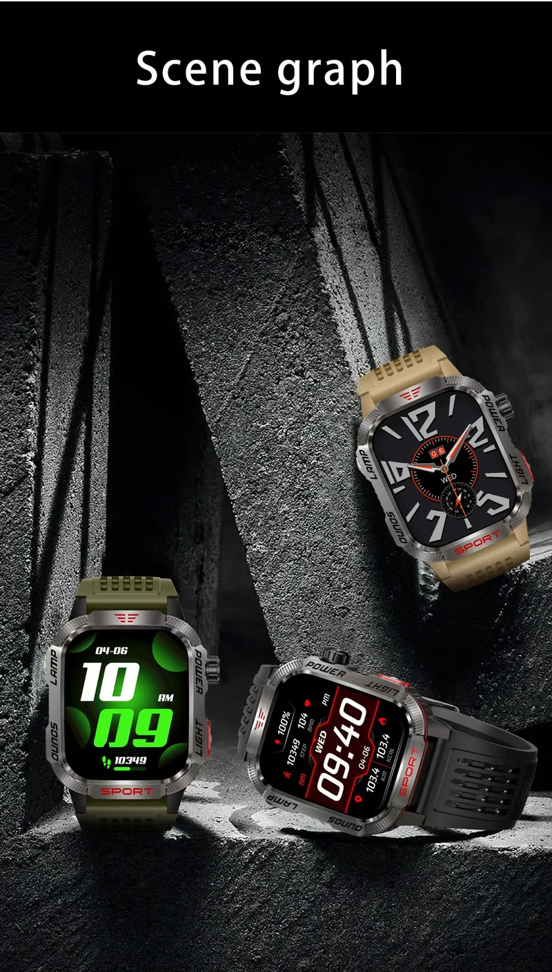 2026 New LED flashlight Military Smart Watch Men IP68 GPS Outdoor Sports Fitness Tracker Health Monitor 2.01" BT Call Smartwatch