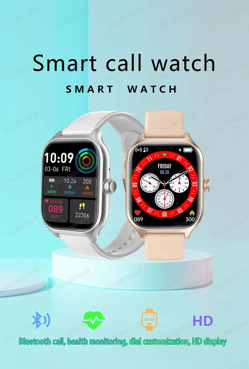 New Smart Watch Bluetooth Calls Men Women Smartwatch Heart Rate Monitor IP68 Waterproof Fitness Bracelet Custom Watch Face Pk H9