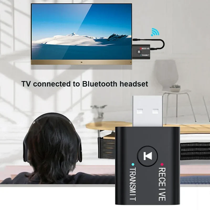 AUX Bluetooth-compatible Adapter With 3.5mm Cable for Car PC Computer Headphone Receiver Transmitter 2IN1 Wireless Audio Adapter