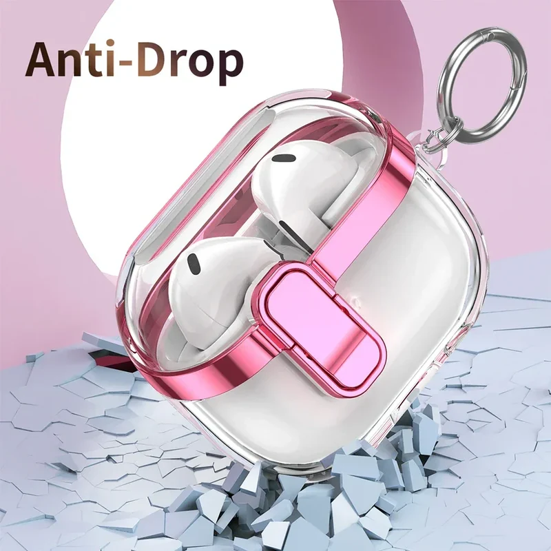Transparent Secure Lock Earphone Cover For Samsung Galaxy Buds 3 / Buds 3 Pro Case Shockproof With Keychain Cleaning Accessories