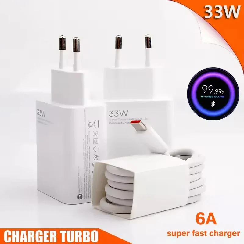 33W USB Charger Type C Fast Charging Charger 6A USB Cable Quick Phone Charger Adapter For Xiaomi mi14 13 12 Redmi iPhone Oneplus