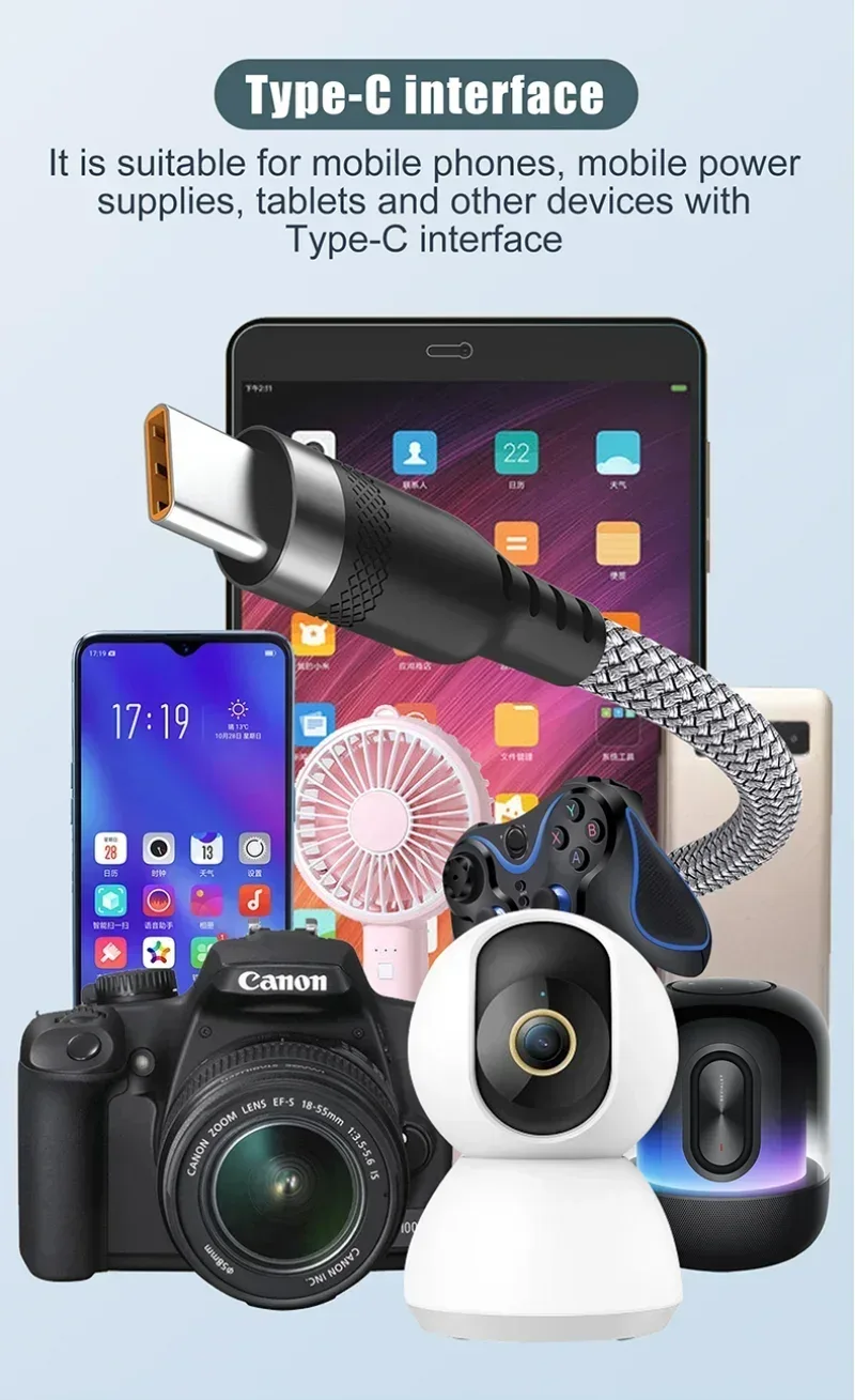 USB Type C Cable 5A Super Fast Charging Cable for iPhone 15 16 Huawei Samsung Oppo Oneplus Universal USB To USB C Extension Wire
