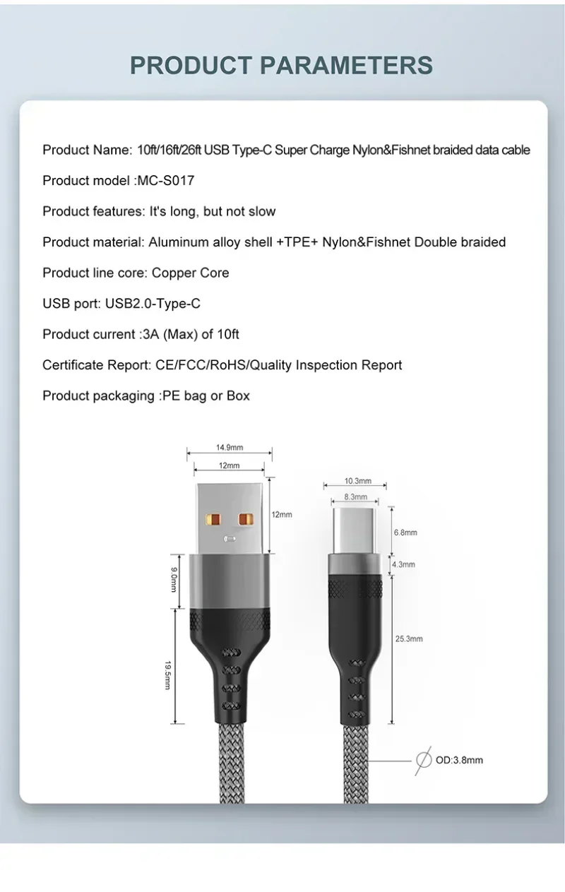 USB Type C Cable 5A Super Fast Charging Cable for iPhone 15 16 Huawei Samsung Oppo Oneplus Universal USB To USB C Extension Wire