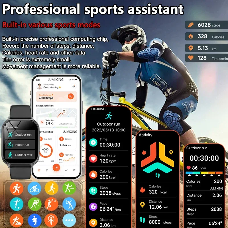 New Bip 6 Pro Smart Watch Men Outdoor Sports Fitness Track IP68 Waterproof Heart Rate BT Call 700 mAh Battery Smartwatches Women