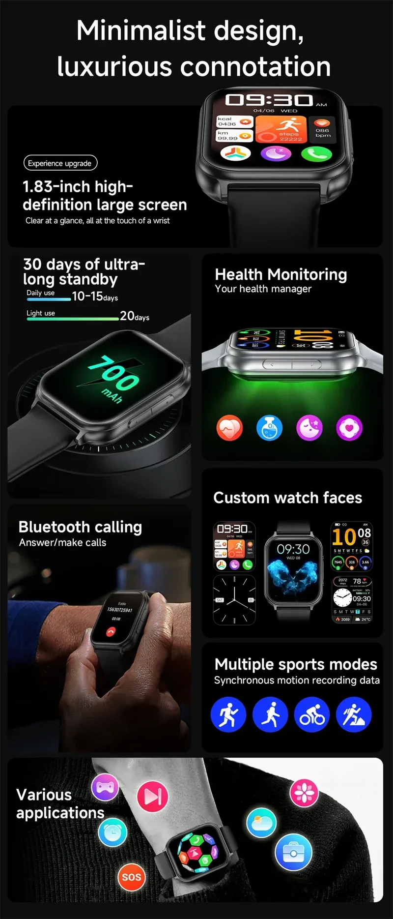 New Bip 6 Pro Smart Watch Men Outdoor Sports Fitness Track IP68 Waterproof Heart Rate BT Call 700 mAh Battery Smartwatches Women