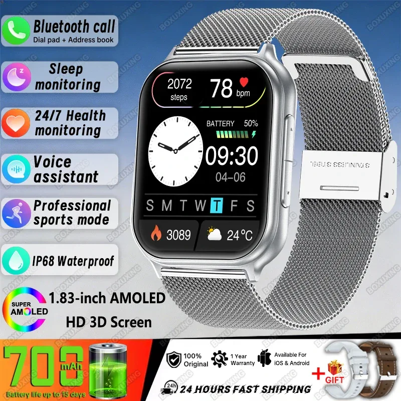 New Bip 6 Pro Smart Watch Men Outdoor Sports Fitness Track IP68 Waterproof Heart Rate BT Call 700 mAh Battery Smartwatches Women