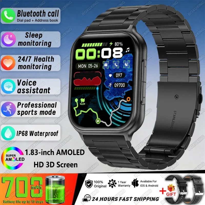 New Bip 6 Pro Smart Watch Men Outdoor Sports Fitness Track IP68 Waterproof Heart Rate BT Call 700 mAh Battery Smartwatches Women