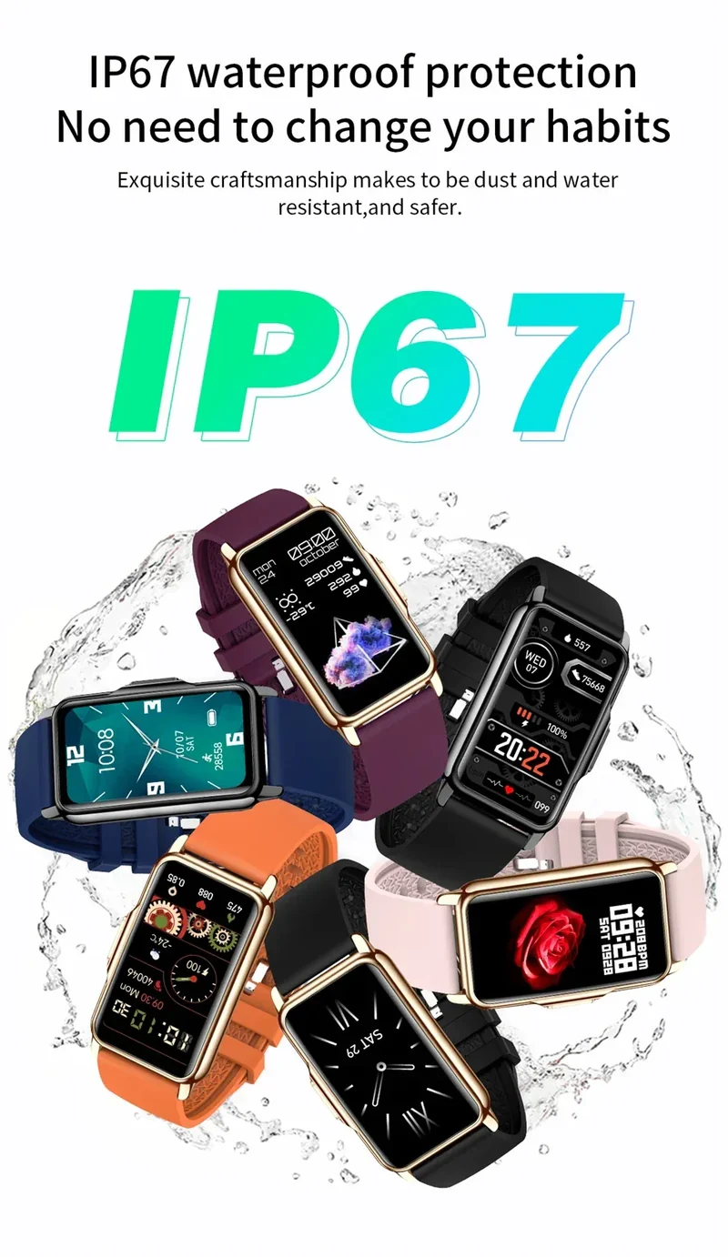 Smart Bracelet Women Smartwatch Men Heart Rate Blood Oxygen Waterproof Sport Fitness Smart Band Watch Call Reminder Ladies+Gift