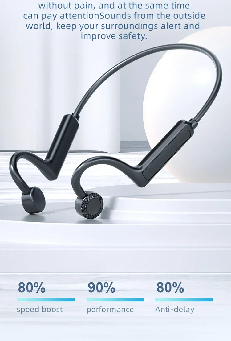 KS-19 Bone Conduction Headphones Bluetooth V5.1 Wireless Headset Sports Neckband Earphones Ear Hook For Workouts Running Driving