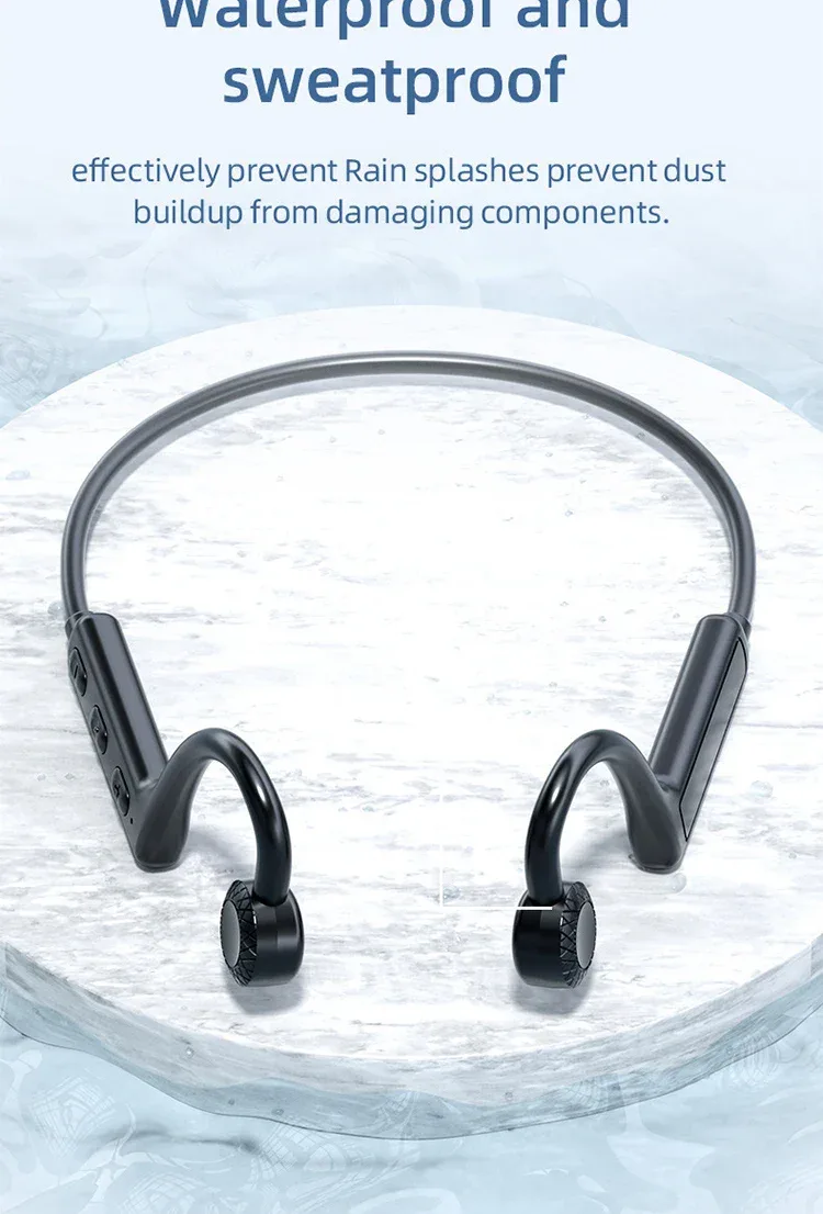 KS-19 Bone Conduction Headphones Bluetooth V5.1 Wireless Headset Sports Neckband Earphones Ear Hook For Workouts Running Driving