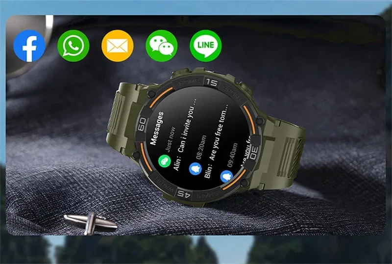 2025 New Sport Smart Watch Men 360*360 HD Screen Flashlight Health Monitoring IP68 Waterproof Heart Rate BT Call Smartwatch Man