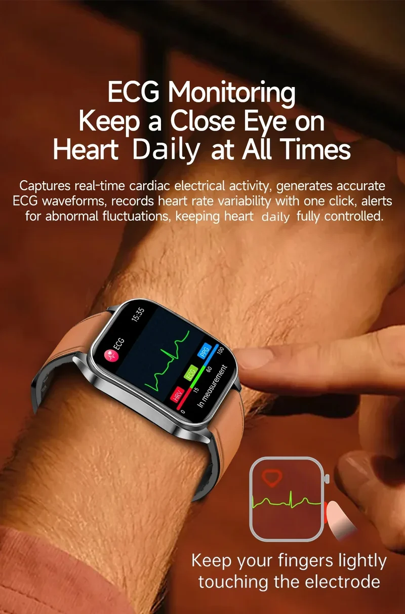 LIGE New Accurate ECG+PPG Smart Watch Laser Therapy Blood Lipid Uric Acid BP Heart Health Analysis BT Call Smartwatch Men Women