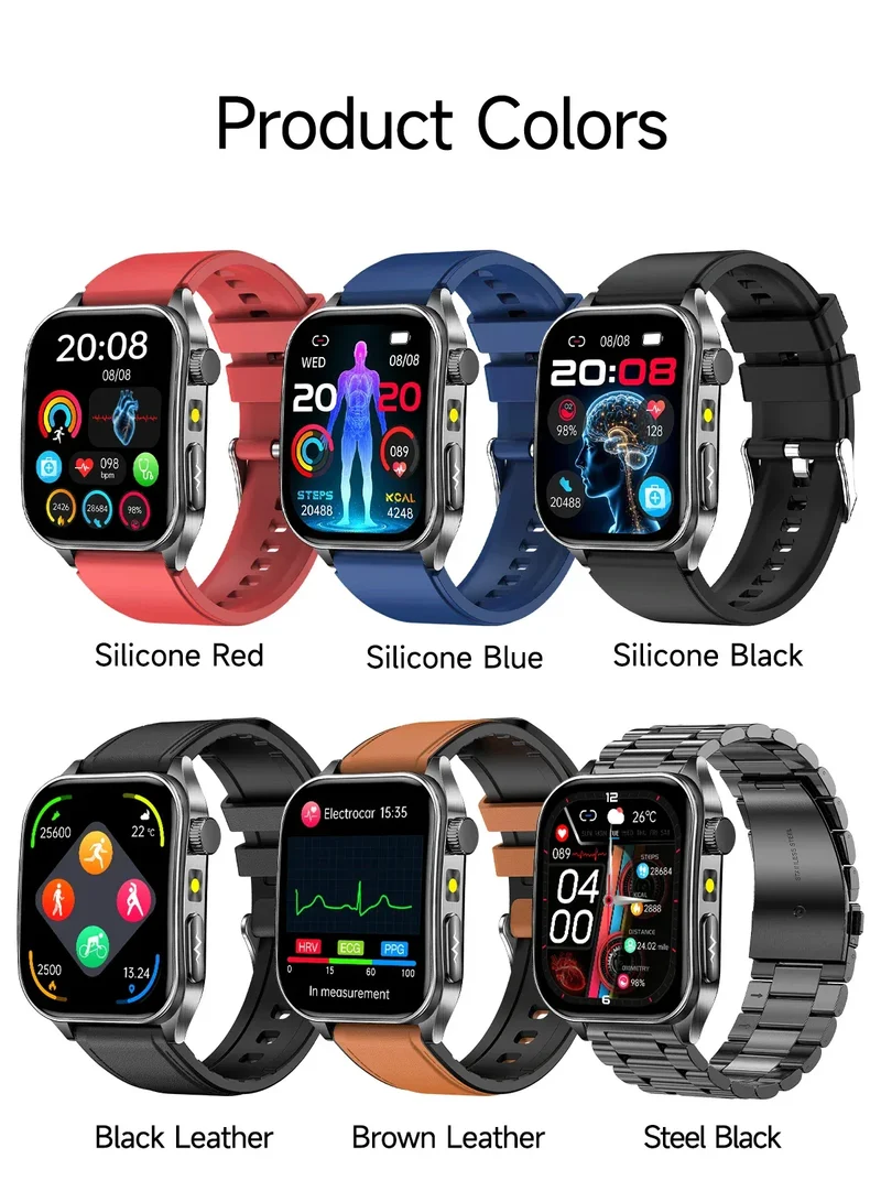 LIGE New Accurate ECG+PPG Smart Watch Laser Therapy Blood Lipid Uric Acid BP Heart Health Analysis BT Call Smartwatch Men Women
