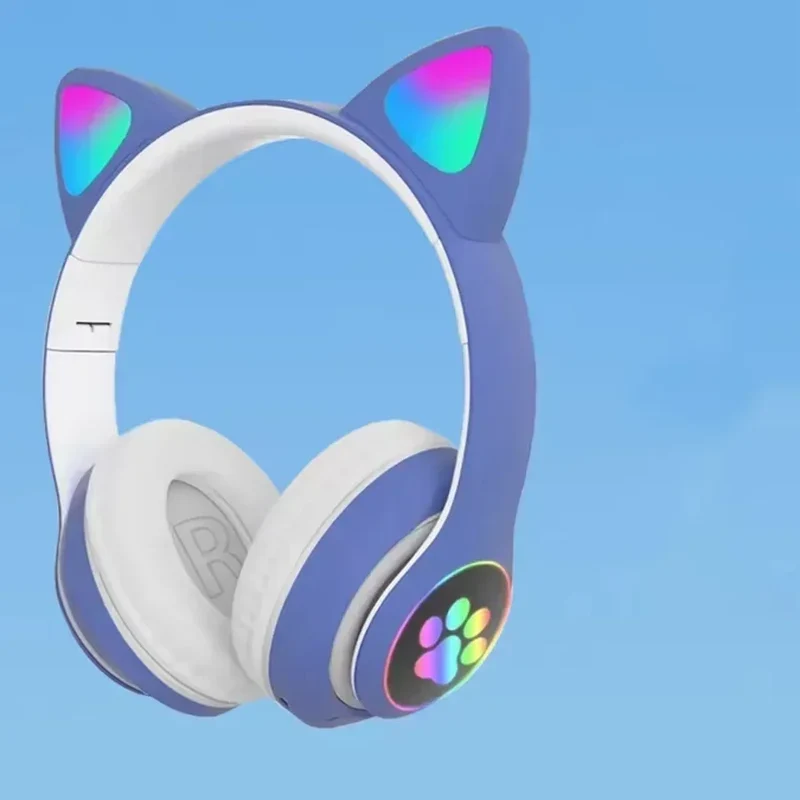New Flash Light Cute Cat Ears Wireless Headphone with Mic Control LED Kid Girl Stereo Music Helmet Phone Bluetooth Headset Gift