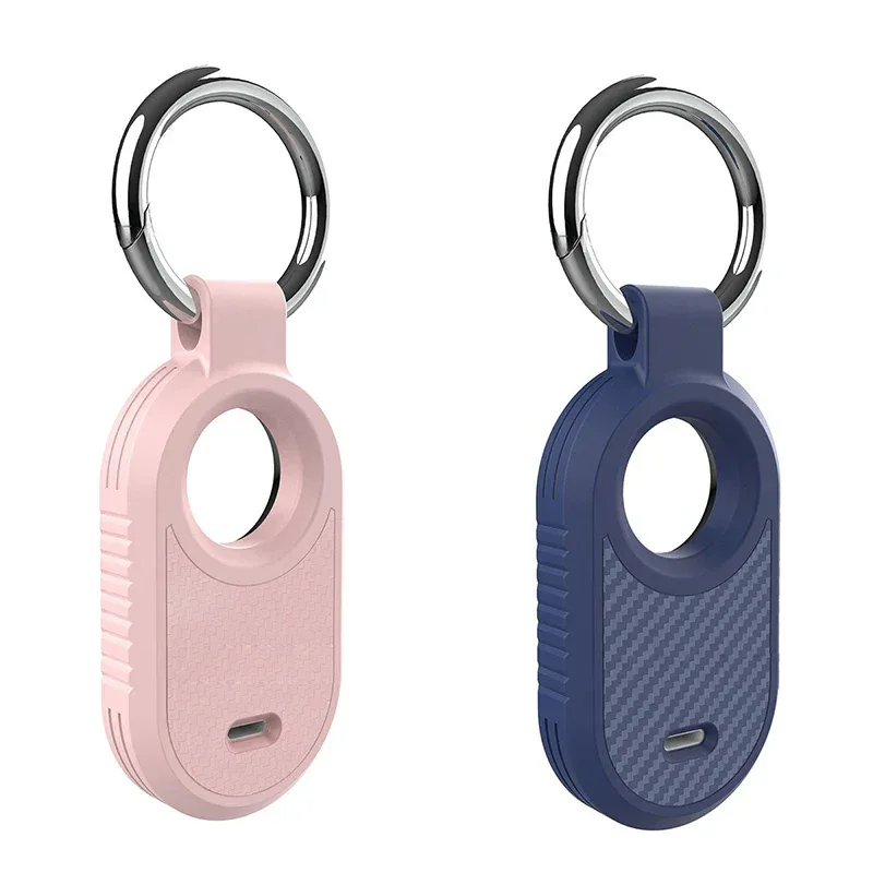 Carbon Fiber Style Case For Samsung Galaxy Smart Tag 2 Locator Anti-lost Backpack Keychain TPU Soft Silicone Protect Back Cover
