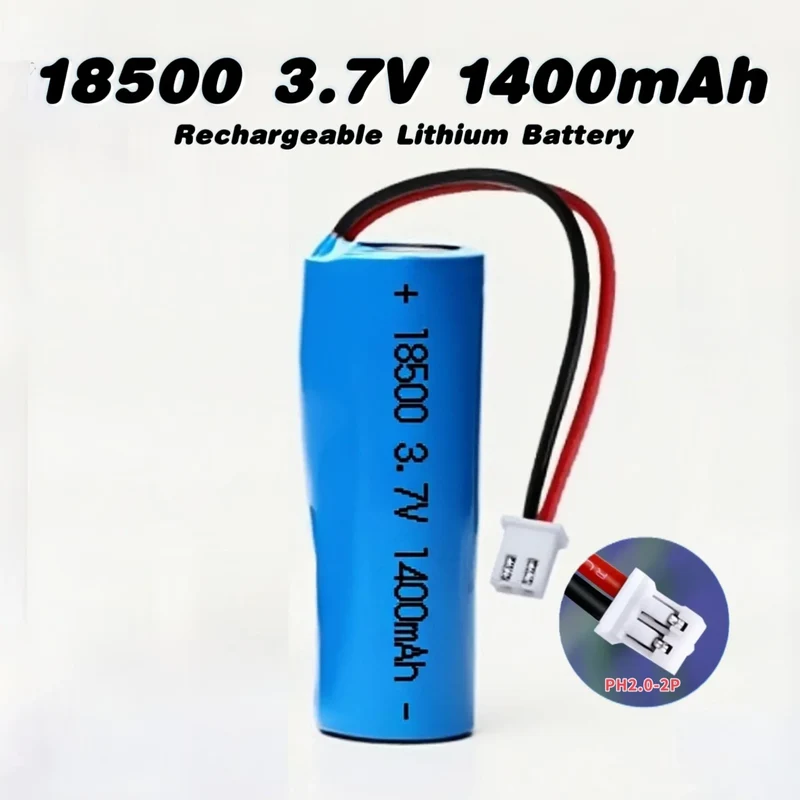 2PCS 18500 3.7V 1400mAh Rechargeable Lithium Battery with Connector Wires for Flashlight Remote control car Wireless keyboard