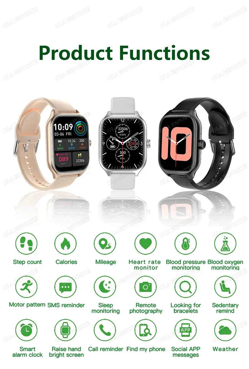2.01'' Sports SmartWatch Fitness Clock Health Monitor Waterproof Smartwatch Wireless Call Watches For Men Women IOS Andriod 2025