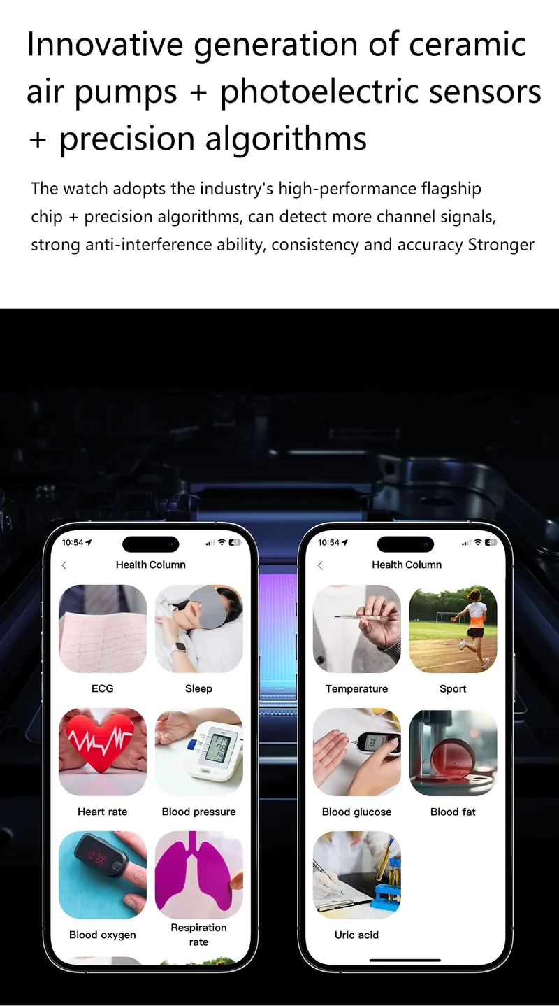 New Blood pressure Non-invasive Health Monitor Airbag Sports Smart Watches ECG+PPG Precise 1.43-inch AMOLED Calls Smartwatch NFC