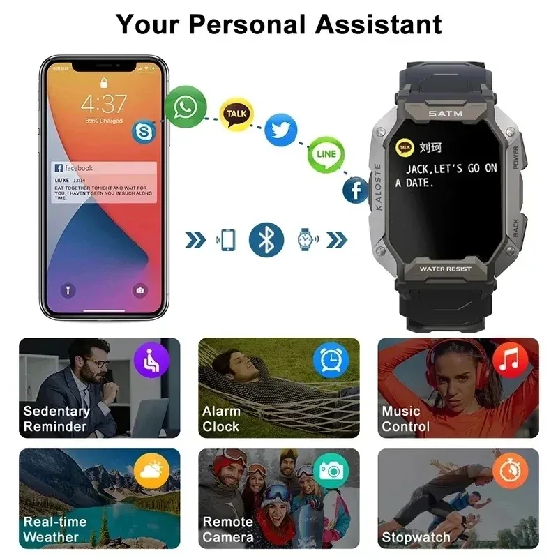 Smart Watch Men Swim IP68 ATM Waterproof Smart Clock Outdoor Sports Fitness Tracker Health Monitor Smartwatch For Android IOS